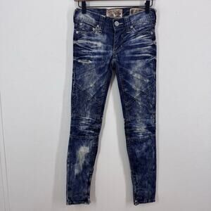 AFFLICTION DPSR Raquel Acid Wash Blue Jeans Ankle Zip Skinny Leg sz 24 Grunge
